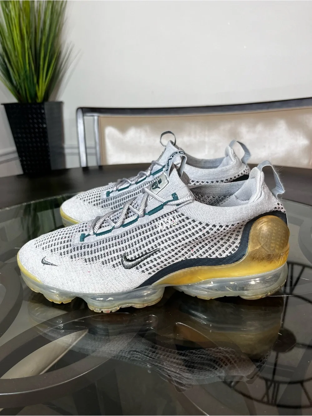 Nike Air Vapormax 2021 FK SE Shoes Light Bone Atomic Teal DN3074-001 Sz 11